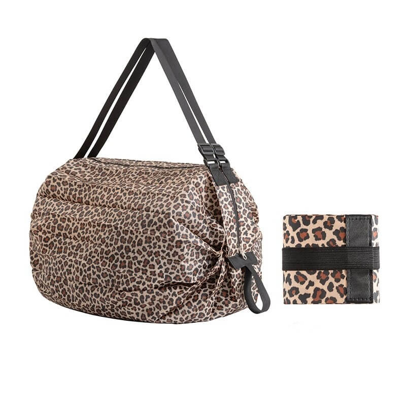 Leopard print lightweight waterproof nylon sports shoulder bag for women, perfect for fitness and beach days. Model SF0671.